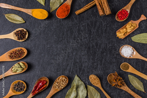 Fototapeta Naklejka Na Ścianę i Meble -  インドのスパイス集合写真　Spice India dish of the curry