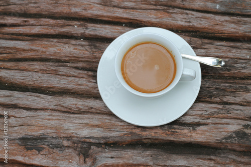 coffee cup on wood background