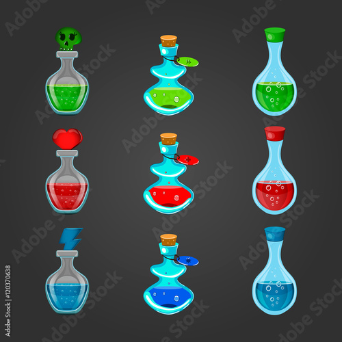 Set bottles with different potions-2