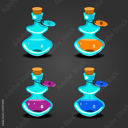 set bottles with different potions-5