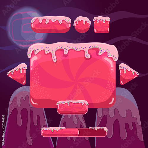 Sweet vector cartoon user interface games. Game design illustrat