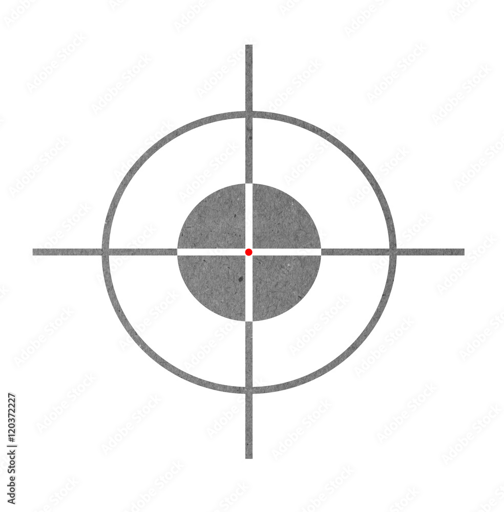 Made of Paper Target icon, sight sniper symbol isolated on a white background with clipping path. Made of Paper Target icon, sight sniper symbol isolated on a white background with clipping path.