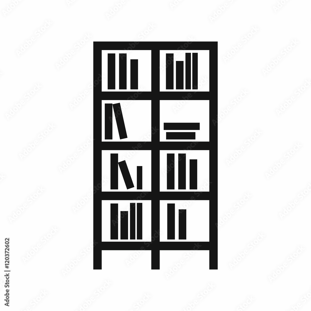 Bookcase in simple style isolated on white background vector illustration