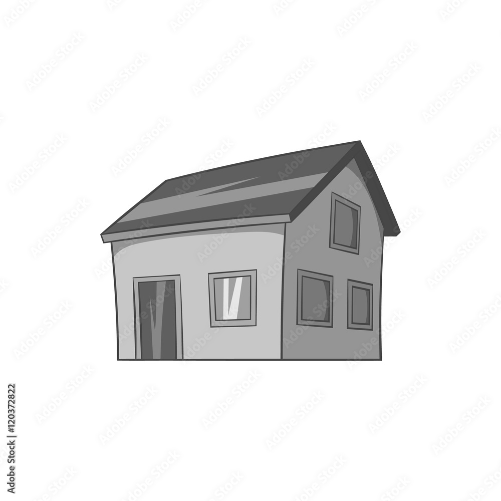 House with attic icon in black monochrome style isolated on white background. Building symbol vector illustration House with attic icon in black monochrome style isolated on white background. Building symbol vector illustration