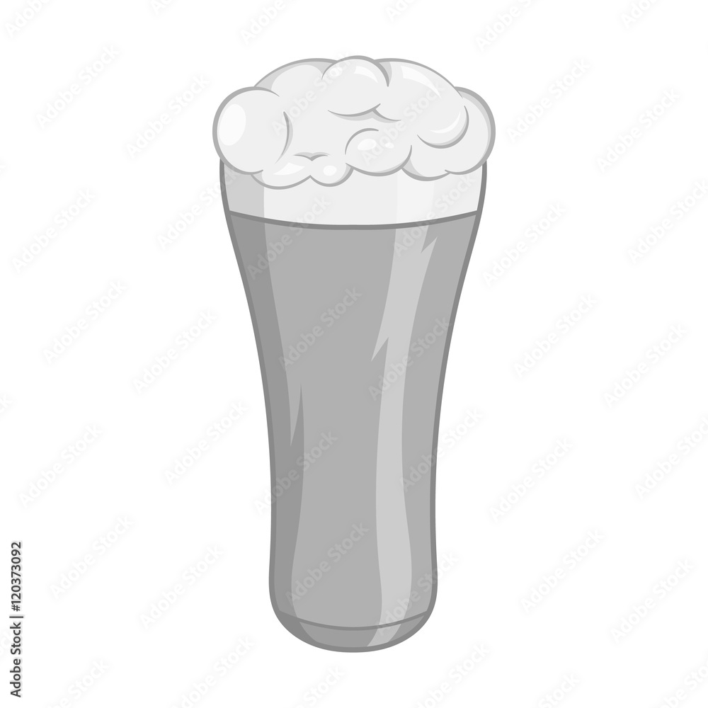 Glass of beer icon in black monochrome style isolated on white background. Dishes and drink symbol vector illustration Glass of beer icon in black monochrome style isolated on white background. Dishes and drink symbol vector illustration