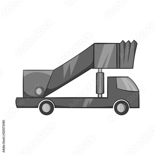 Passenger gangway icon in black monochrome style isolated on white background. Transport symbol vector illustration