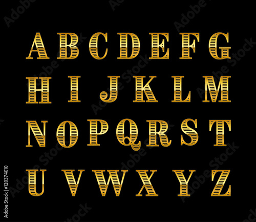 3d illustration of shine gold letter on black background
