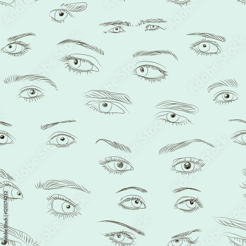 Hand drawn Eyes set pattern