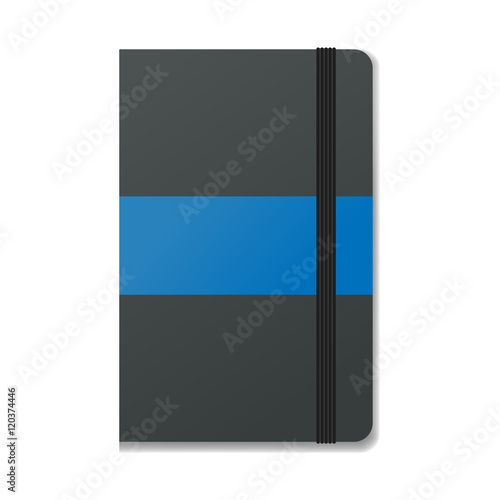 Blank realistic notebook with elastic band mockup