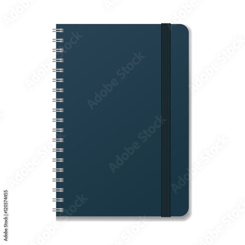 Blank realistic spiral notebook with elastic band mockup