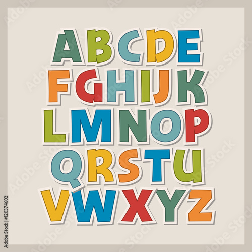 Vector illustration of colored paper alphabet