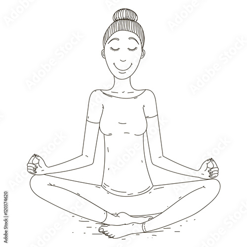 Woman meditating. Vector illustration.