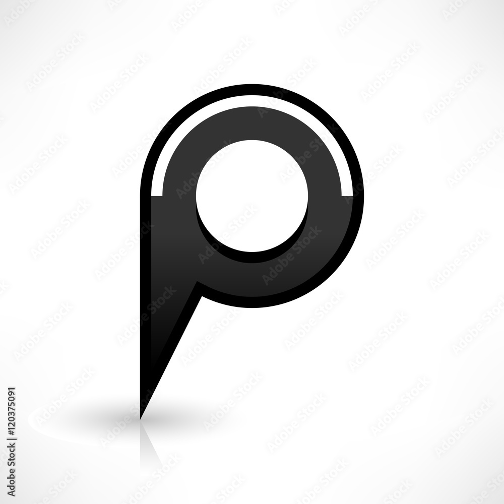 Black map pin icon flat round location sign