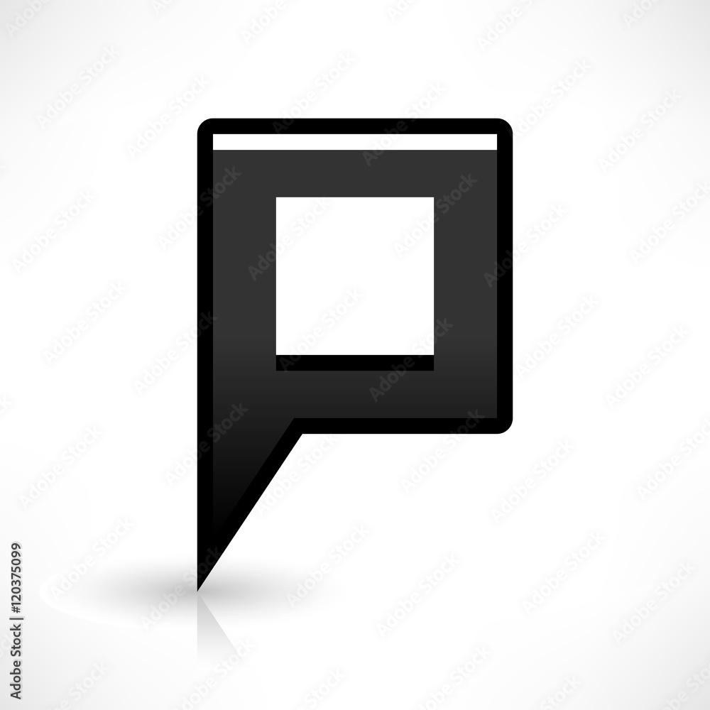 Flat map pin icon black location square sign Flat map pin icon black location square sign