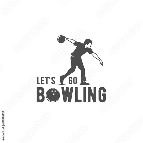 bowling emblem, label, badge and designed elements