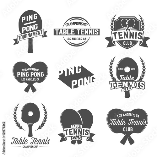 Set of  ping pong emblems, labels, badges and designed elements