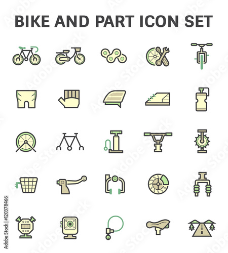 Bike and part vector icon set.