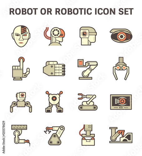 Robot or robotic vector icon set design.