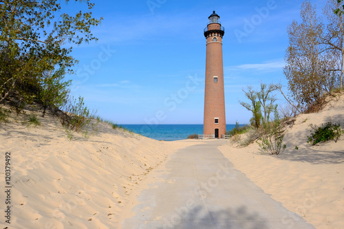 Little Sable Point Lighthouse in dunes, built in 1867