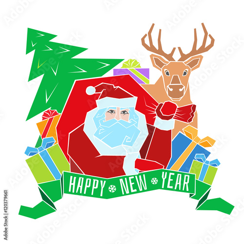 Santa Claus with Label for your design. Vector photo