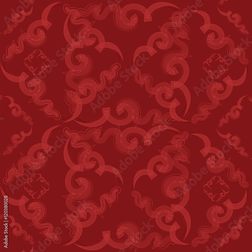 Fishnet square. Pattern on red background. Design for decoration of textile, tapestries wrapping paper.