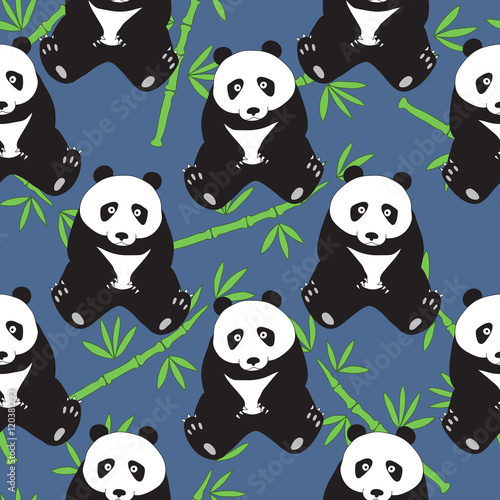 Fototapeta Naklejka Na Ścianę i Meble -  Seamless abstract pattern with hand-drawn cute pandas