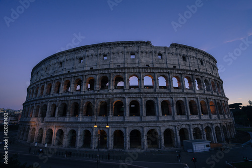 View of Colosseum is an oval in the centre of the city of Rome,