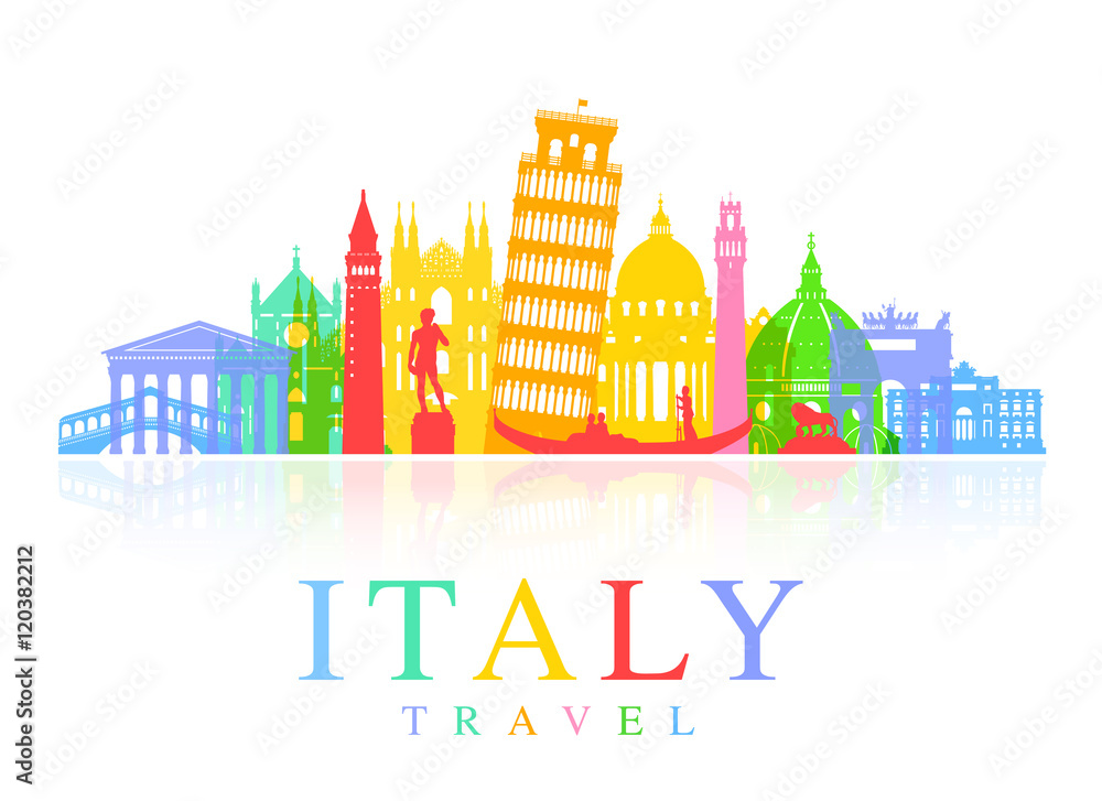 Italy Travel Landmarks Vector