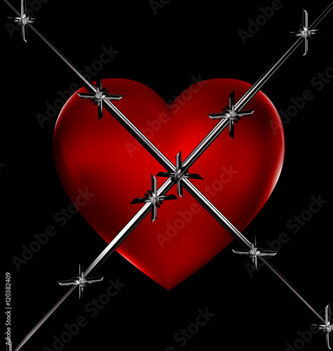 red heart and wire
