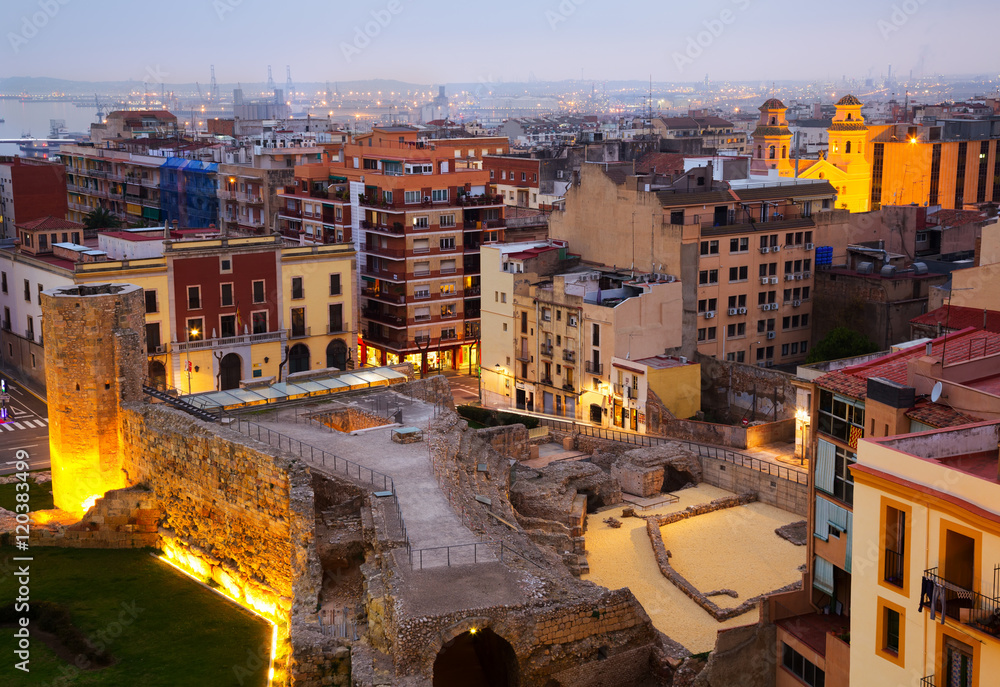 View of  old Tarragona in twilight