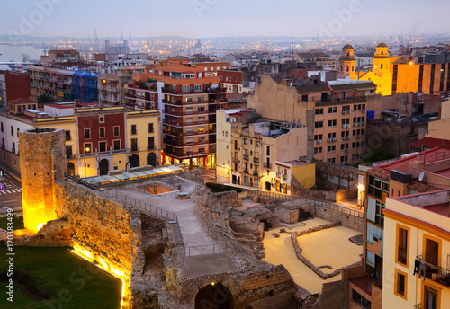 View of  old Tarragona in twilight © JackF
