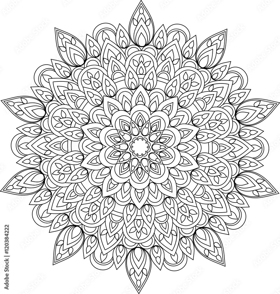 Vector outline monochrome mandala illustration. Vector outline monochrome mandala illustration.
