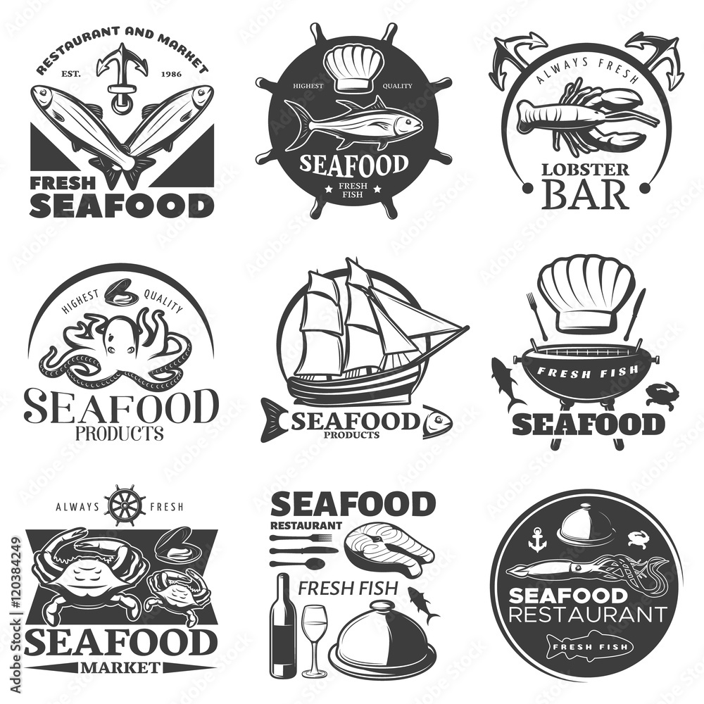 Seafood Emblem Set