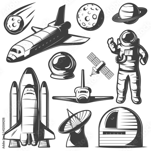Space Monochrome Elements Set