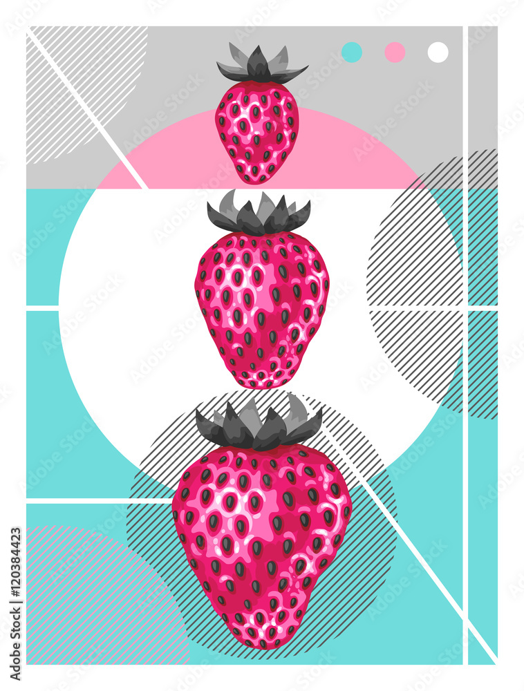 Abstract poster with strawberries in a pop art style Abstract poster with strawberries in a pop art style