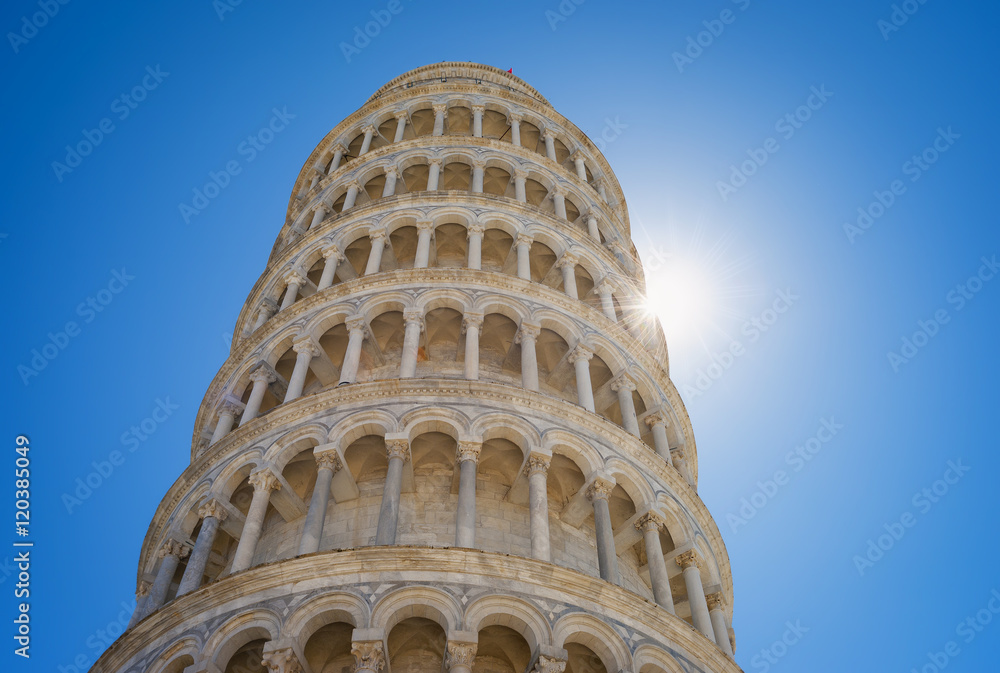 Pisa Tower backlight detail. Color image