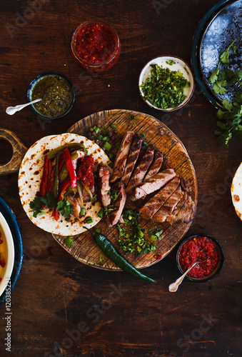 BBQ beef strips. Mexican food.