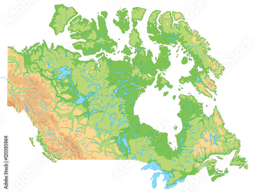 High detailed Canada physical map.