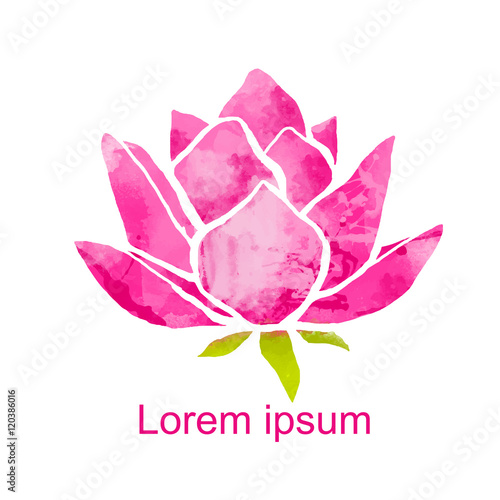 Watercolor lotus flower icon isolated
