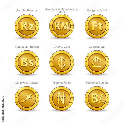 set coins symbol currency. 