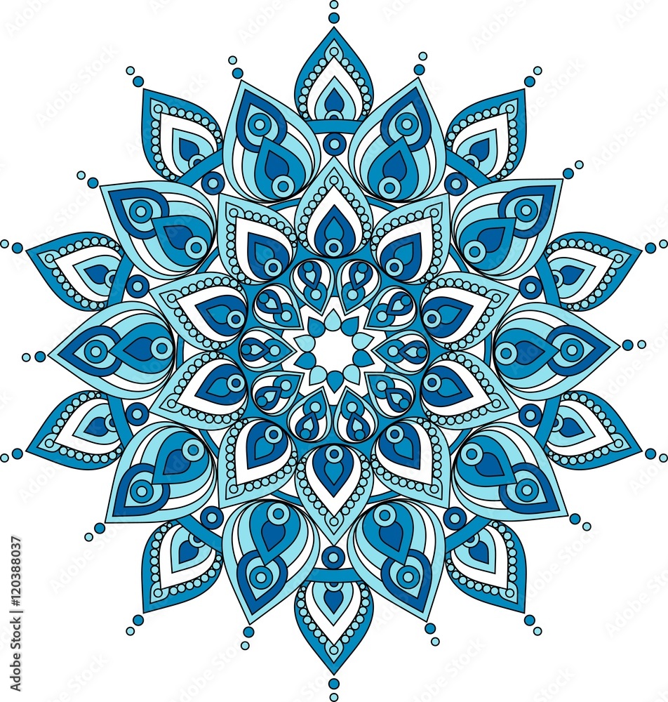 Vector decorative blue mandala illustration Stock-Vektorgrafik | Adobe