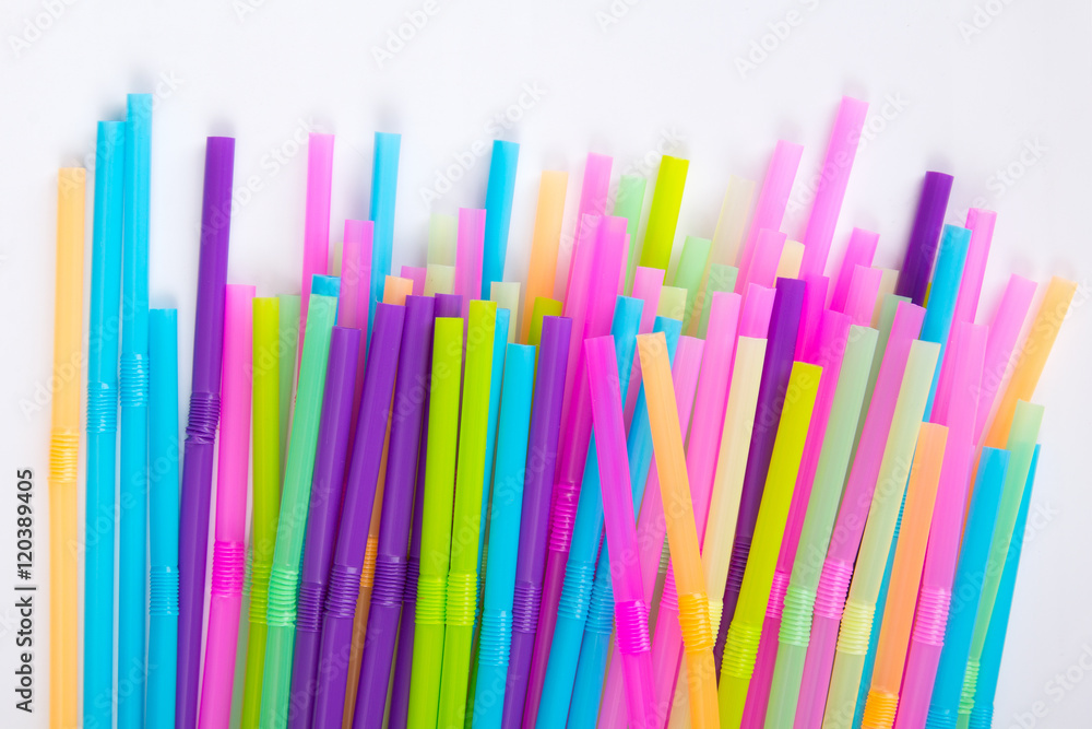 Multi colored plastic drinking straws Multi colored plastic drinking straws