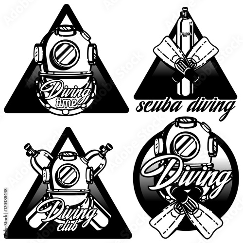 Diving labels set.