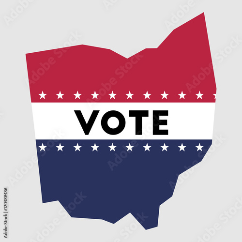 Vote Ohio state map outline. Patriotic design element to encourage voting in presidential election 2016. Vote Ohio vector illustration.