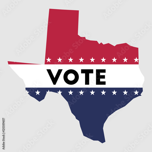 Vote Texas state map outline. Patriotic design element to encourage voting in presidential election 2016. Vote Texas vector illustration.