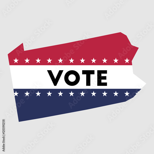 Vote Pennsylvania state map outline. Patriotic design element to encourage voting in presidential election 2016. Vote Pennsylvania vector illustration.