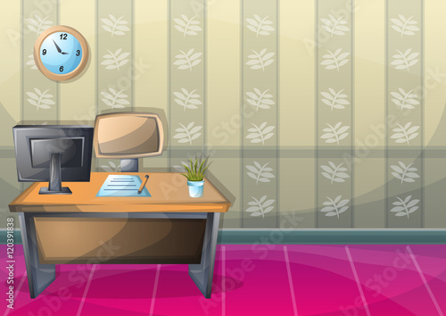 cartoon vector illustration interior office room with separated layers in 2d graphic