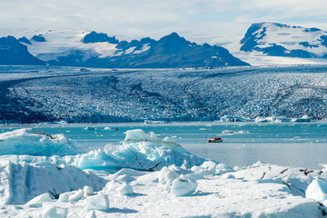 Plexiglas schilderij Gletsjers Vatnajokull gletsjer bij Jokulsarlon lagune  © rolf_52