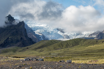 Plexiglas schilderij Gletsjers Vatnajokull gletsjer langs ringweg IJsland  © rolf_52