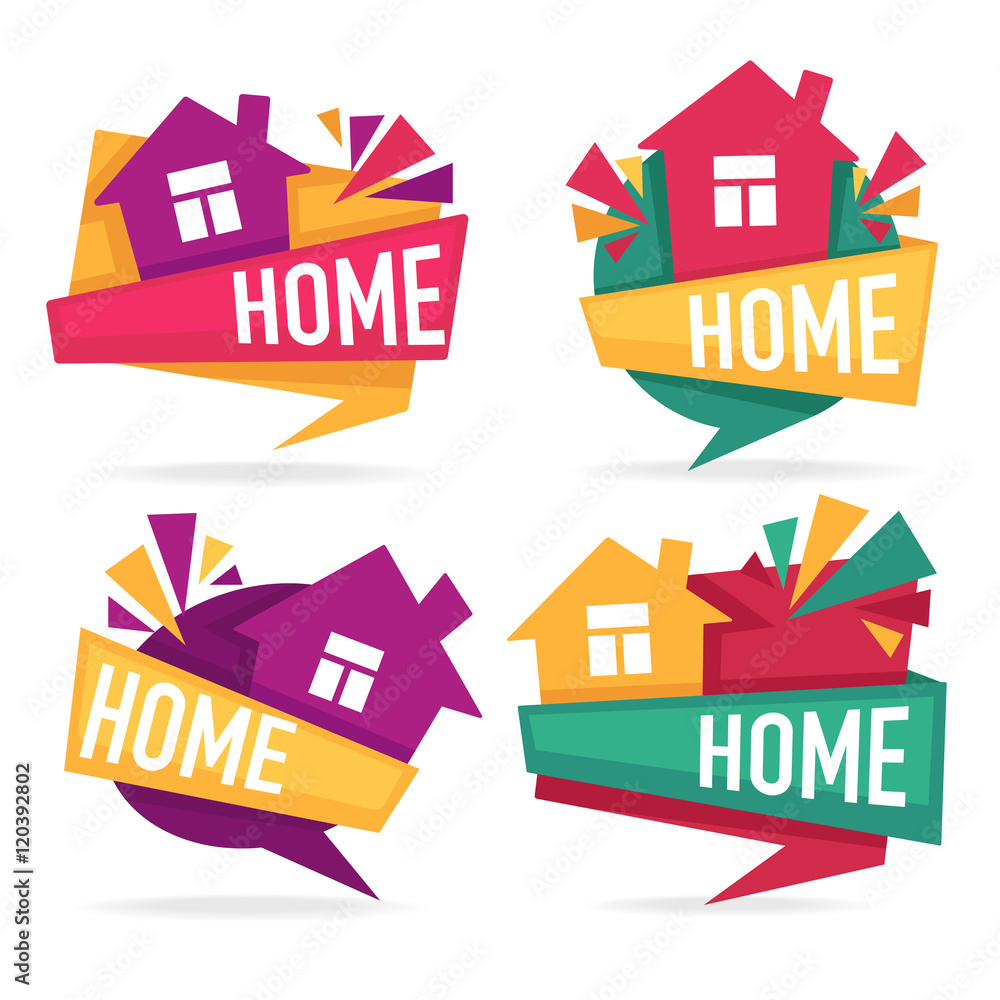 my little home, vector collection of property  tags, banners and